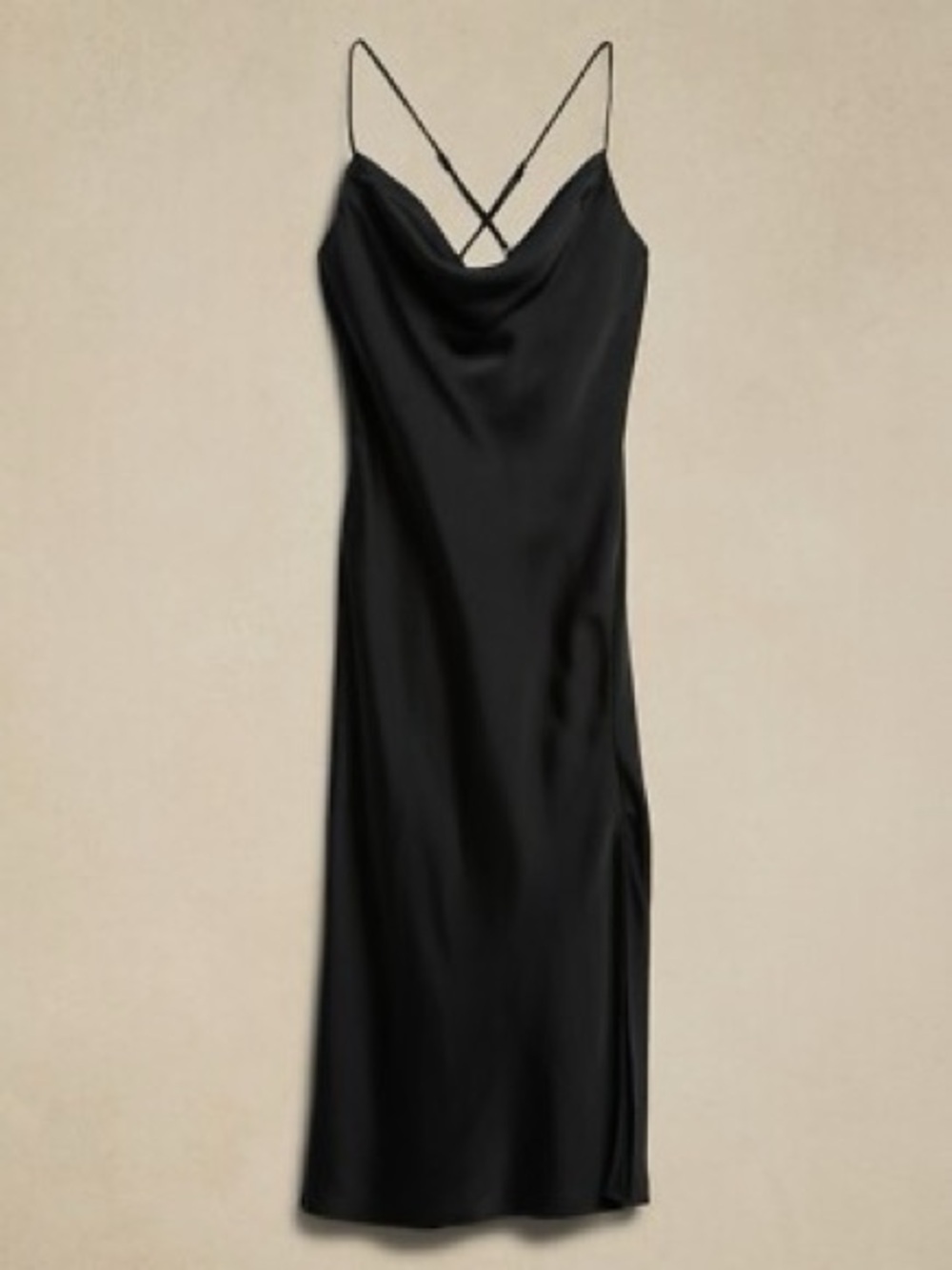 Banana Republic VALLEY MIDI SLIP DRESS Black SIZE L Petite NWT